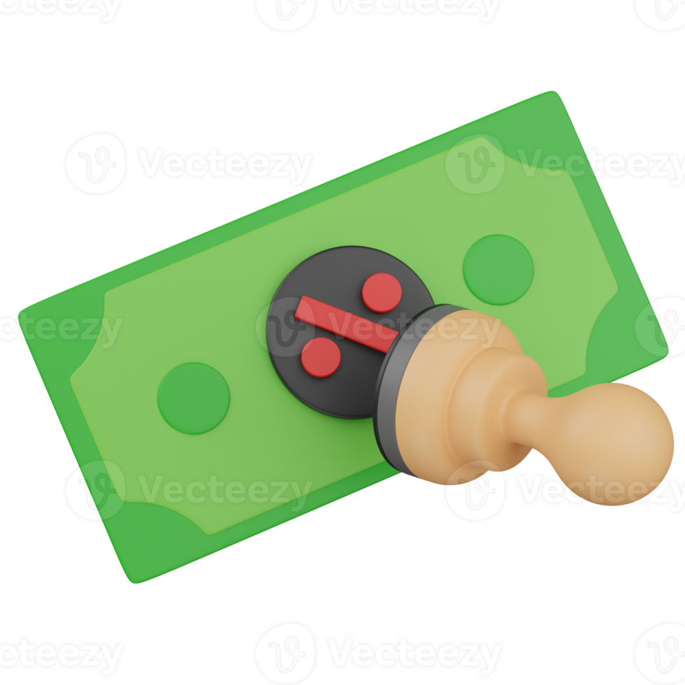 3d render Discount Stamp on Money illustration png