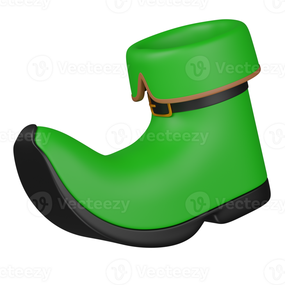 3d render Leprechaun green Boot illustration png