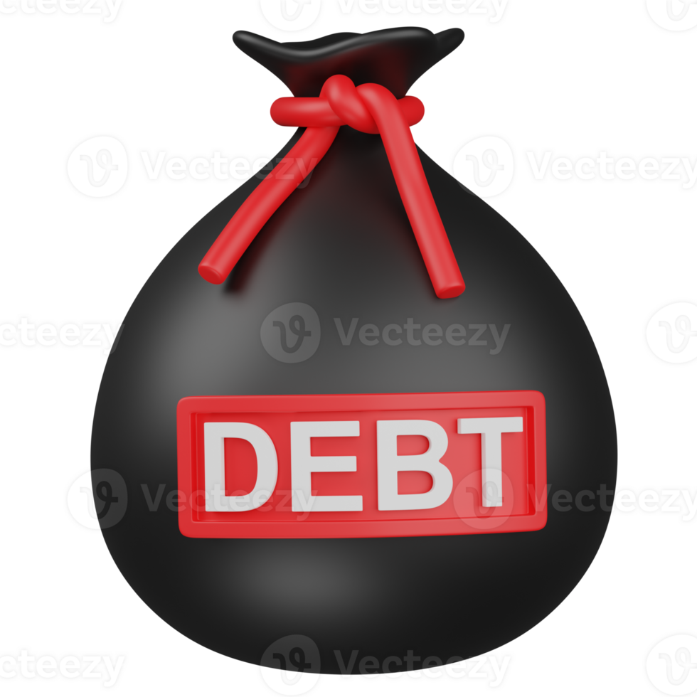 3d render DEBT BAG illustration png