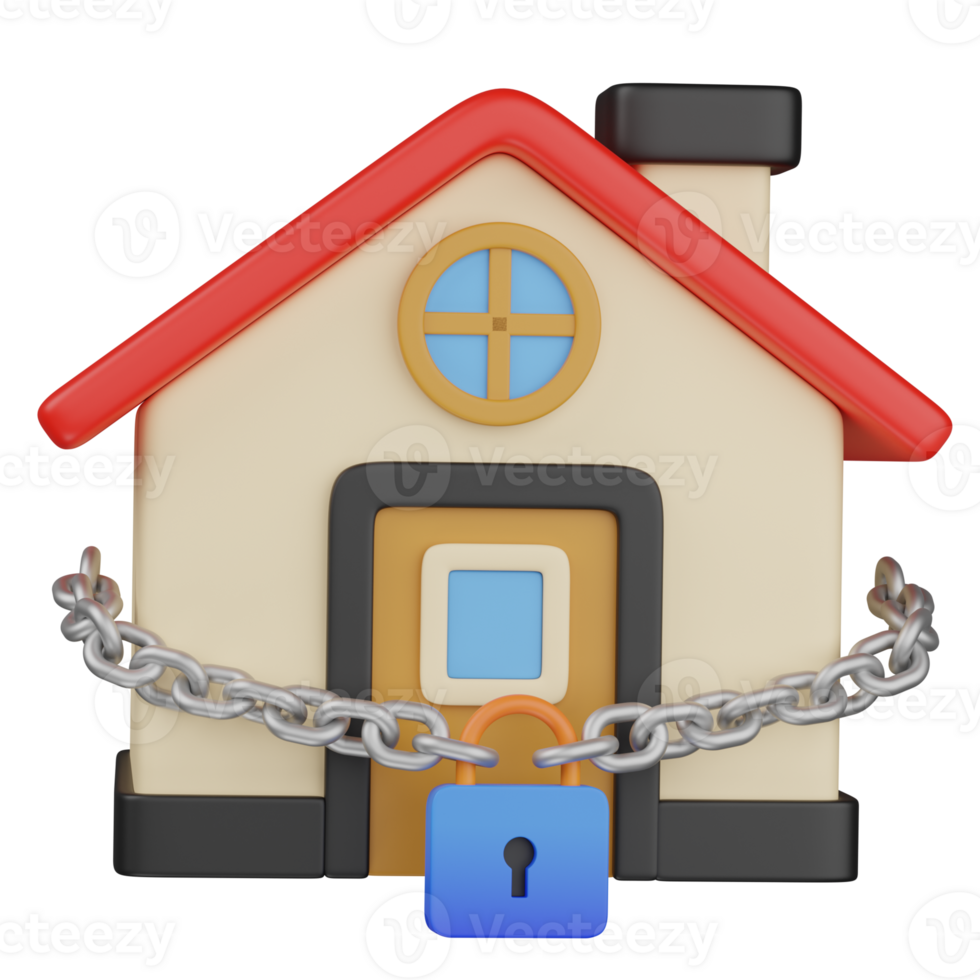 3d render Eviction locked house illustration png