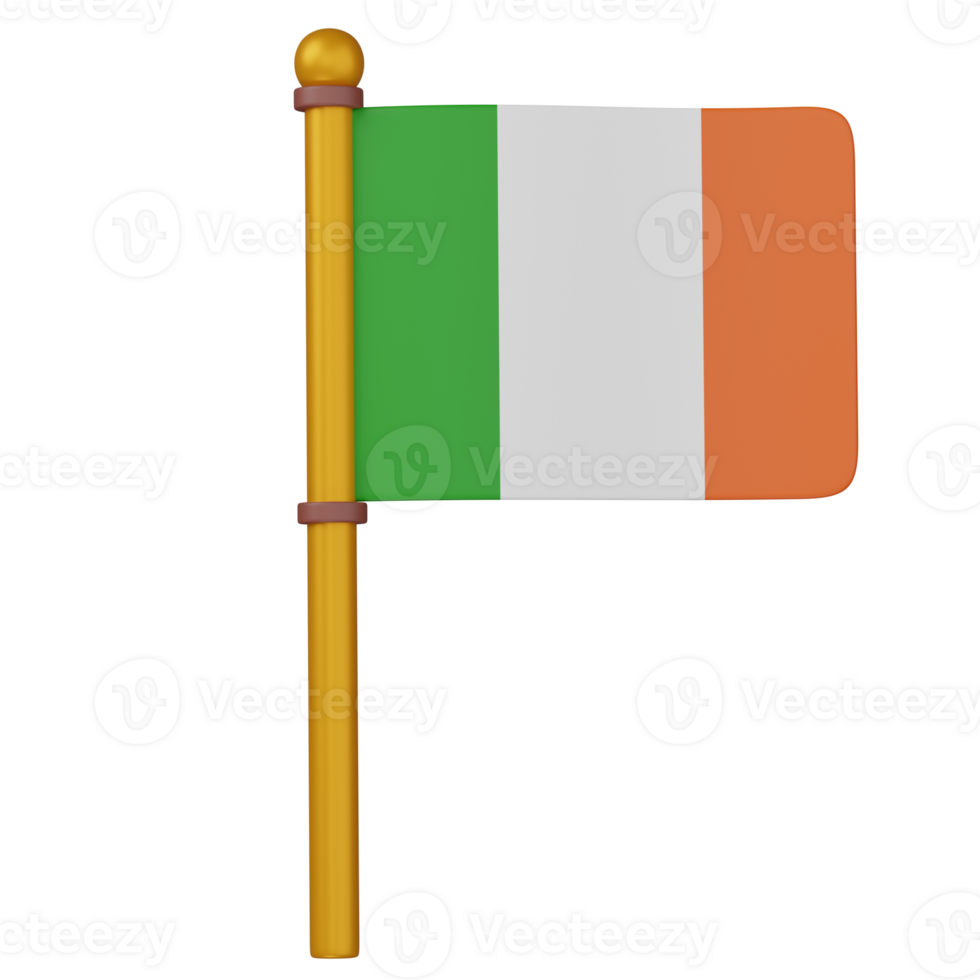3d render irish flag illustration png