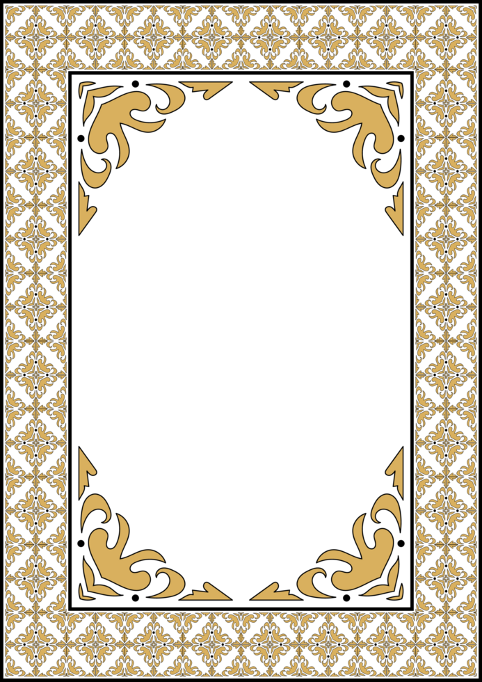 Baroque Border Frame Design Featuring Ornate Elements for Timeless Style. png