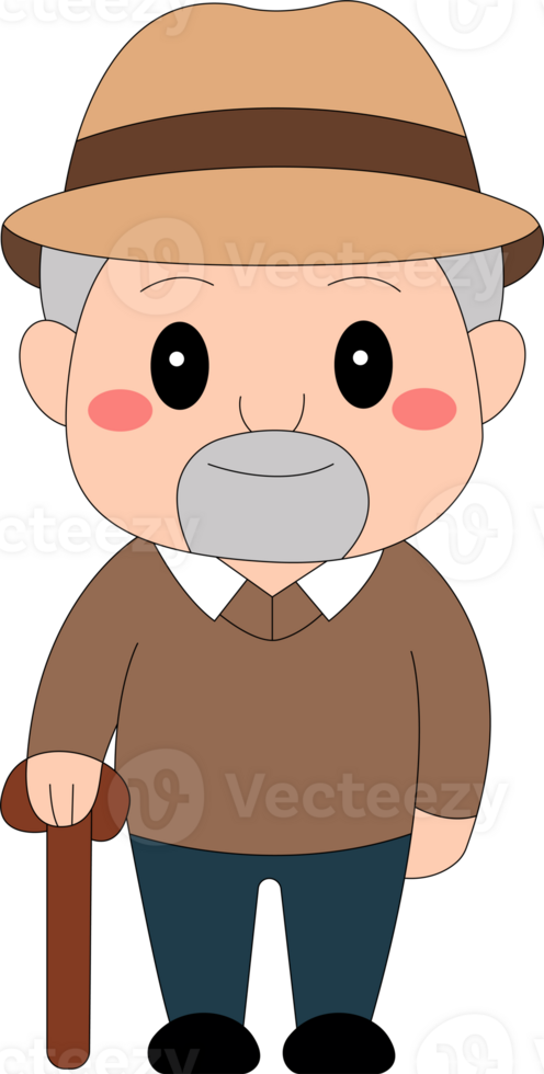 an old man with a hat and cane clip art png