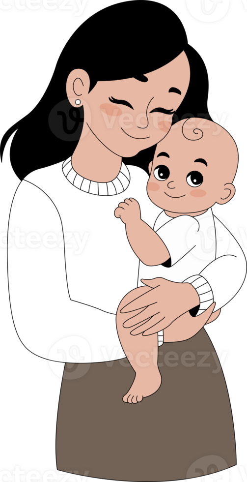A cartoon woman holding a baby png