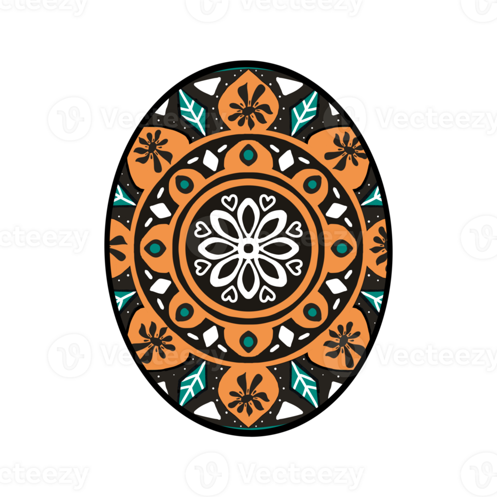 Hand drawn mandala egg. flower. png