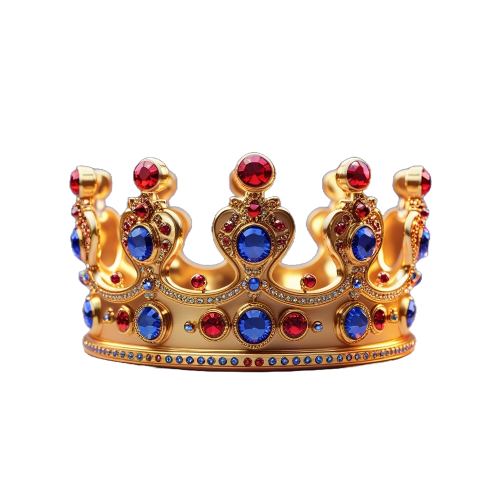 High quality Crown with red and blue gemstone png