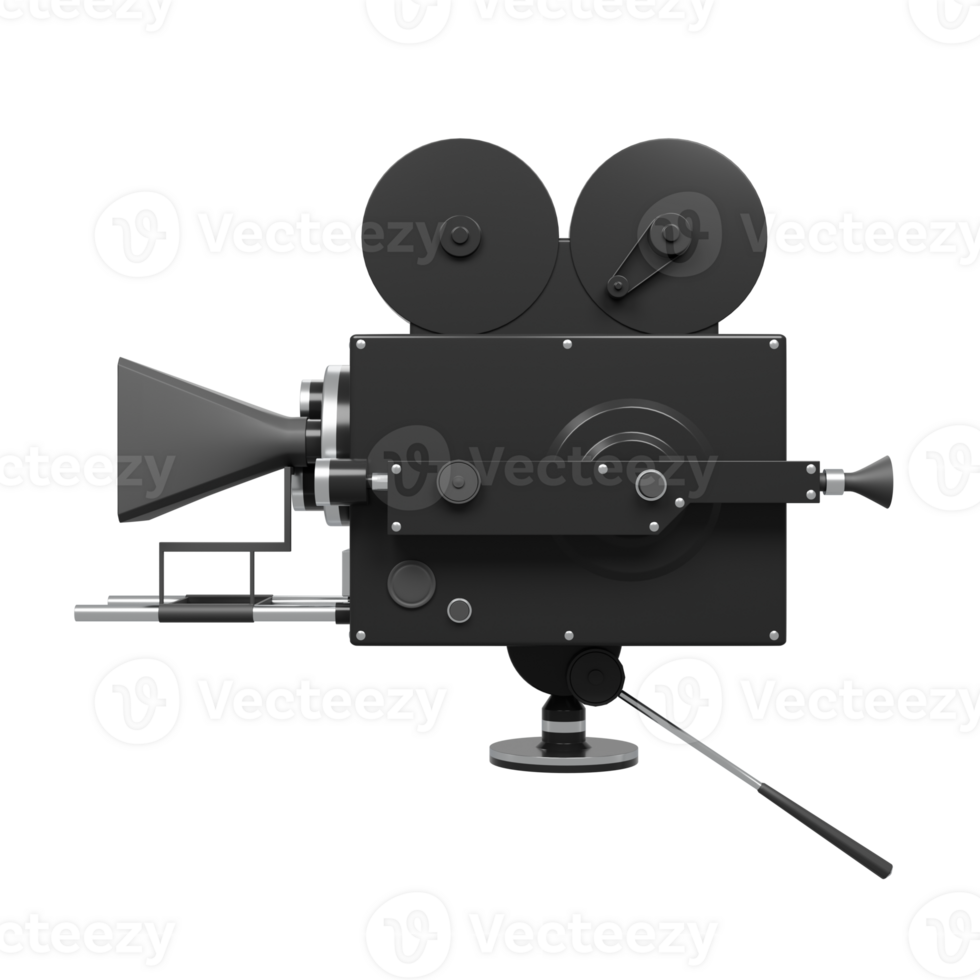 Side views 3d render old movie camera png