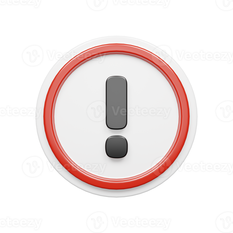Front views 3d rendering of warning icon illustration png