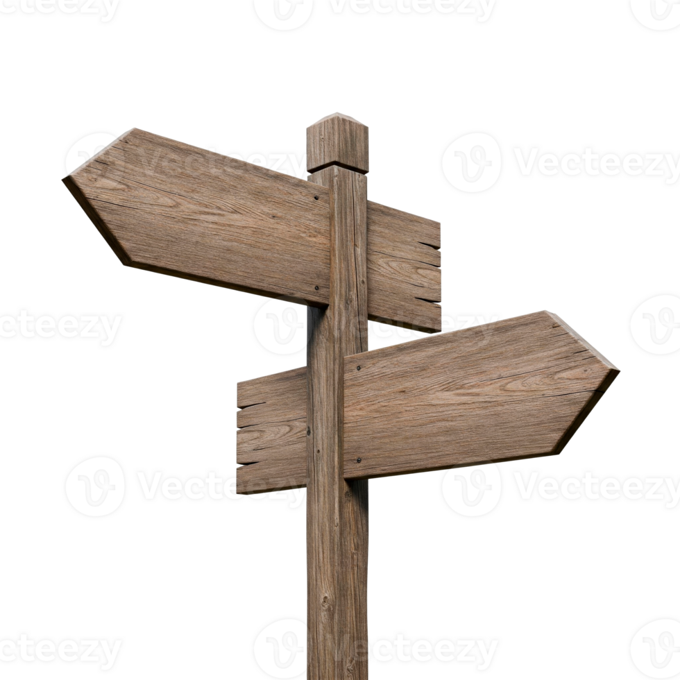 Blank wooden directional sign with two boards cut out png