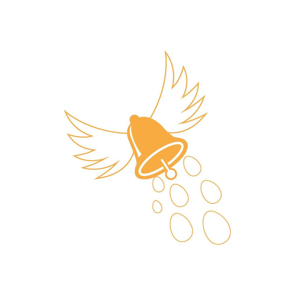 Flying Bell with Wings Delivering Easter Eggs Notification vector