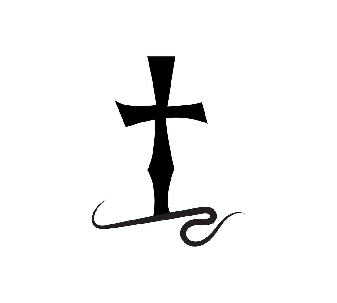 Elegant Black Cross Religious Symbol Faith Design Graphic vector