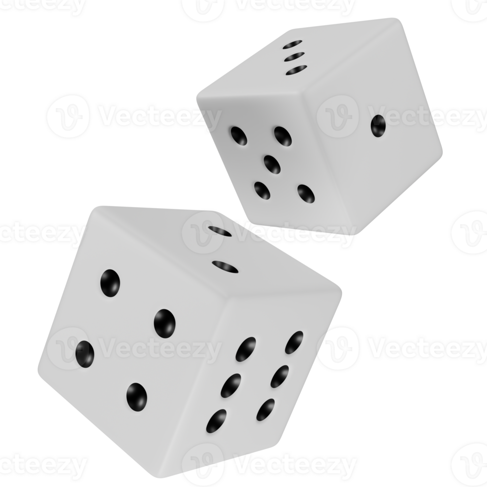 Stylized white dice. Isolated on transparent background png