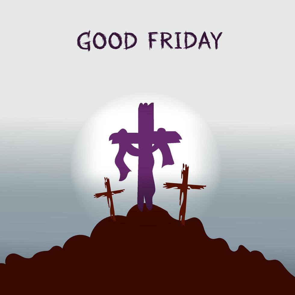 Good Friday Crosses Hillside Calvary Sacrifice Remembrance vector
