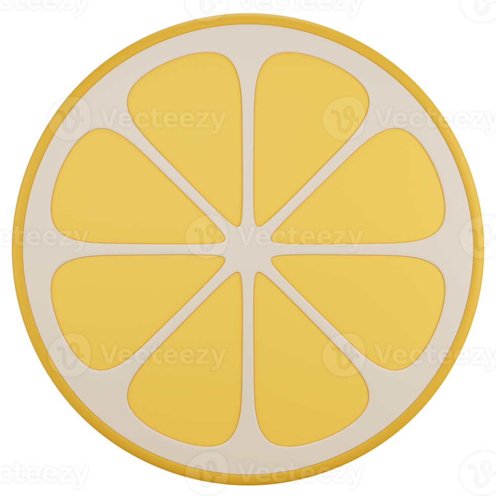 Stylized lemon slice, isolated on transparent background png