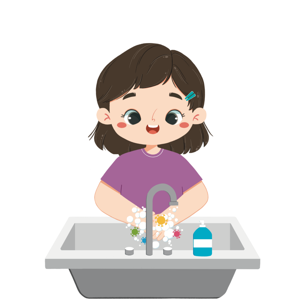adorable kid washes hands png