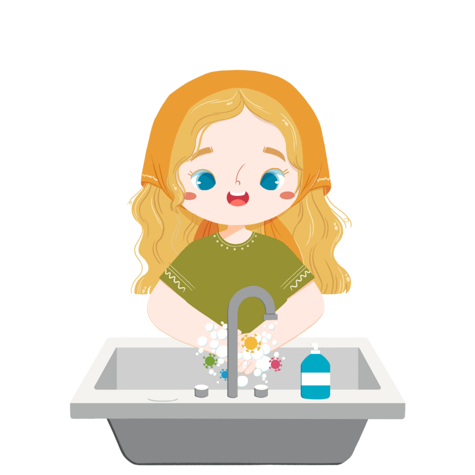 Cute kid washed hands png