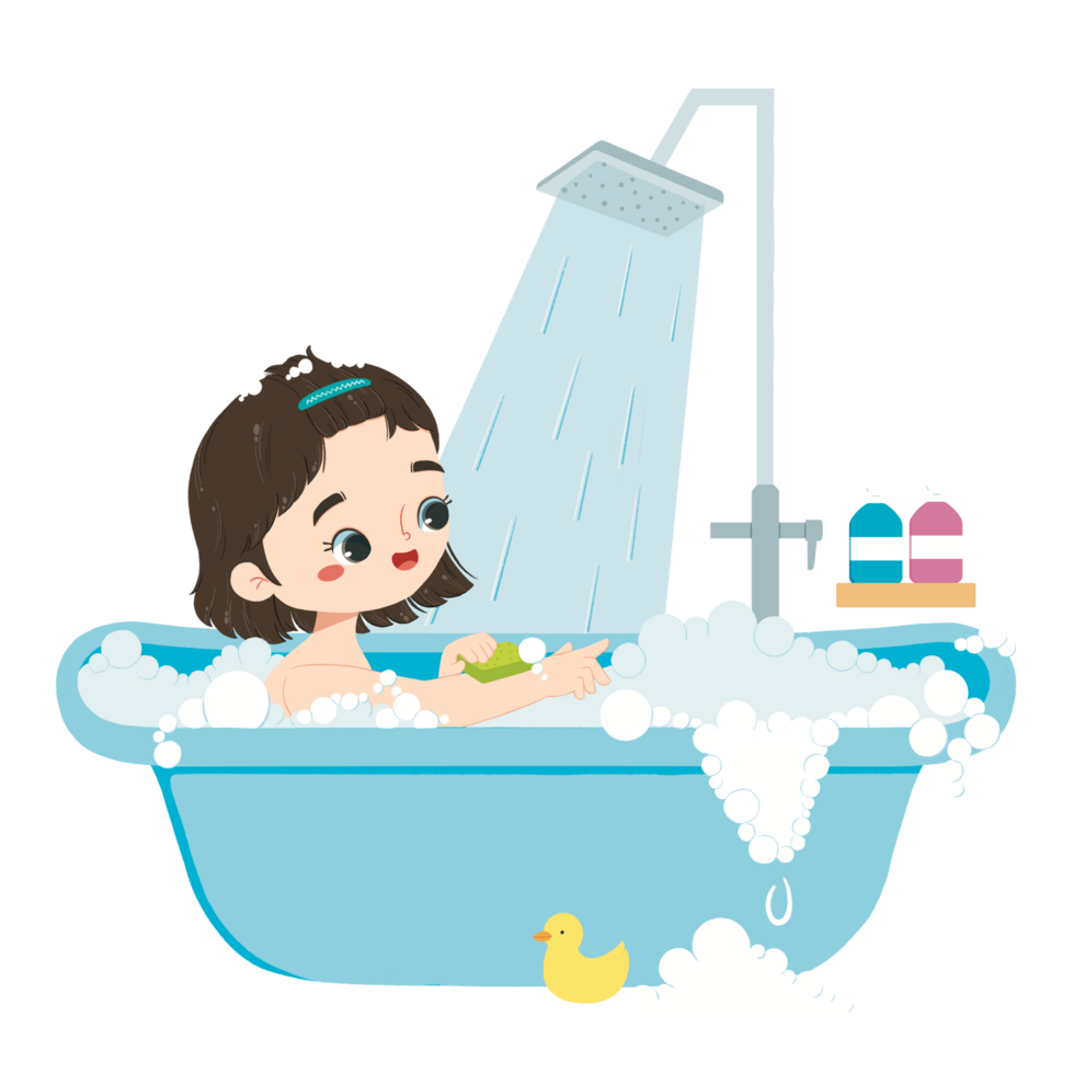 Cute girl takes a bath png