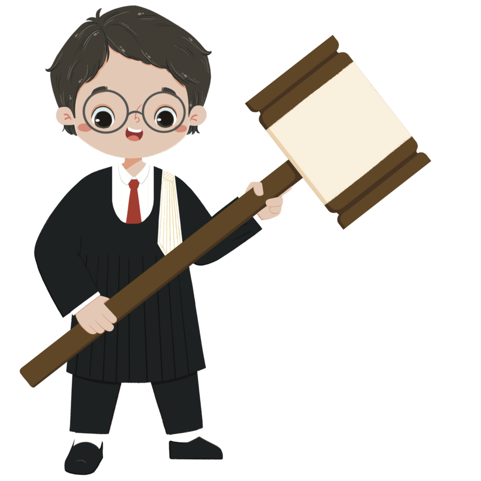 Cute Kid in judge costume was carrying the balance of justice png
