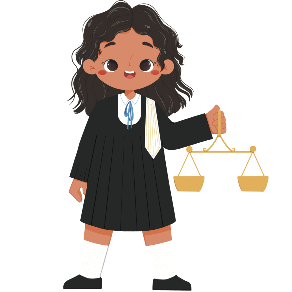 Cute Kid in judge costume had carrying the balance of justice png