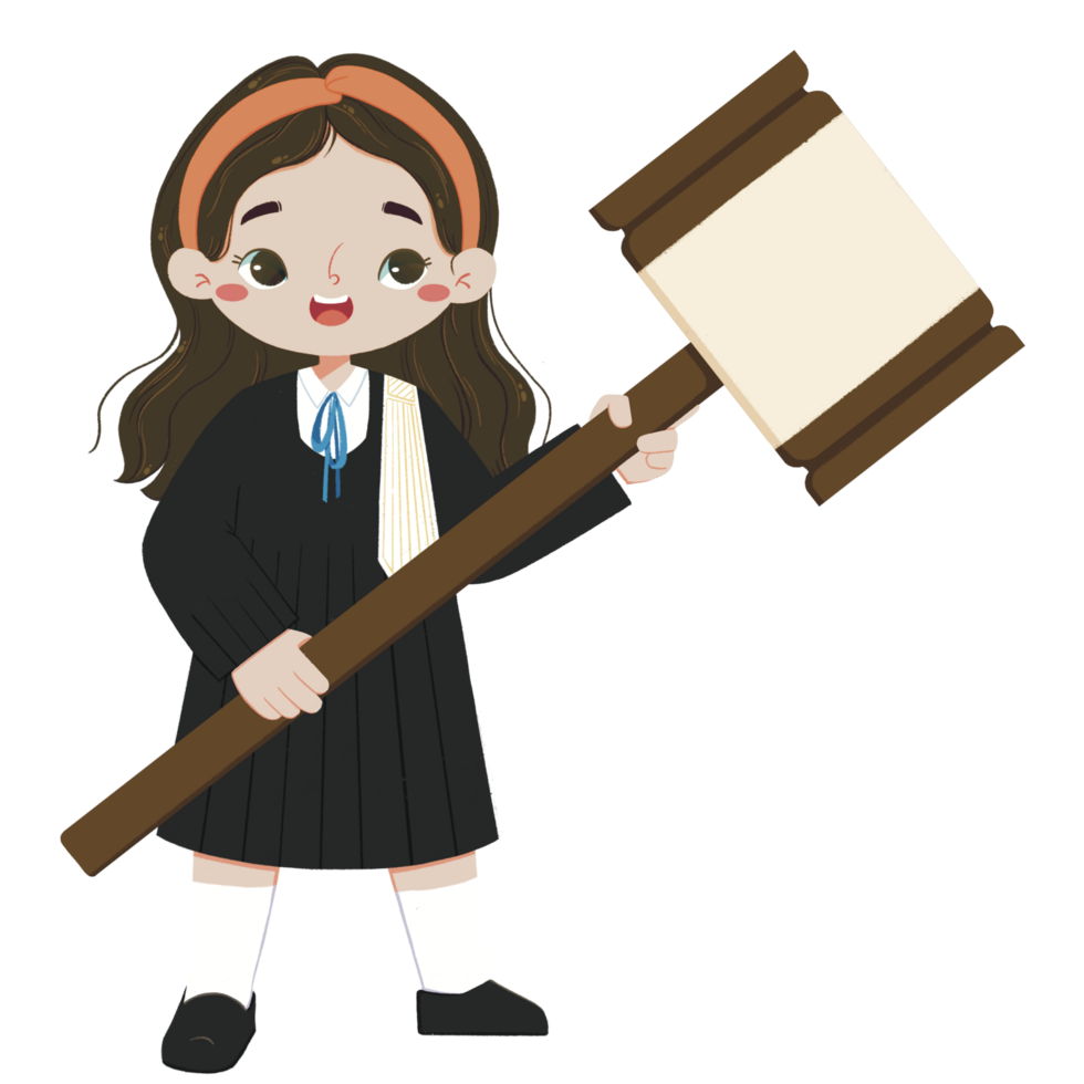 Cute Kid in judge costume is carrying the balance of justice png