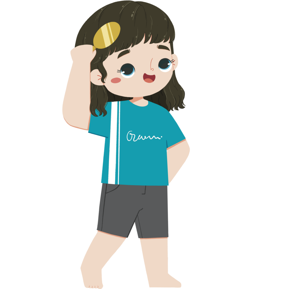 Cute kid was combing the hair png