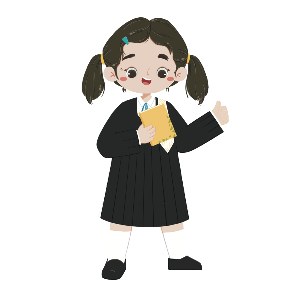 Cheerful kid in lawyer costume is giving a thumbs up png