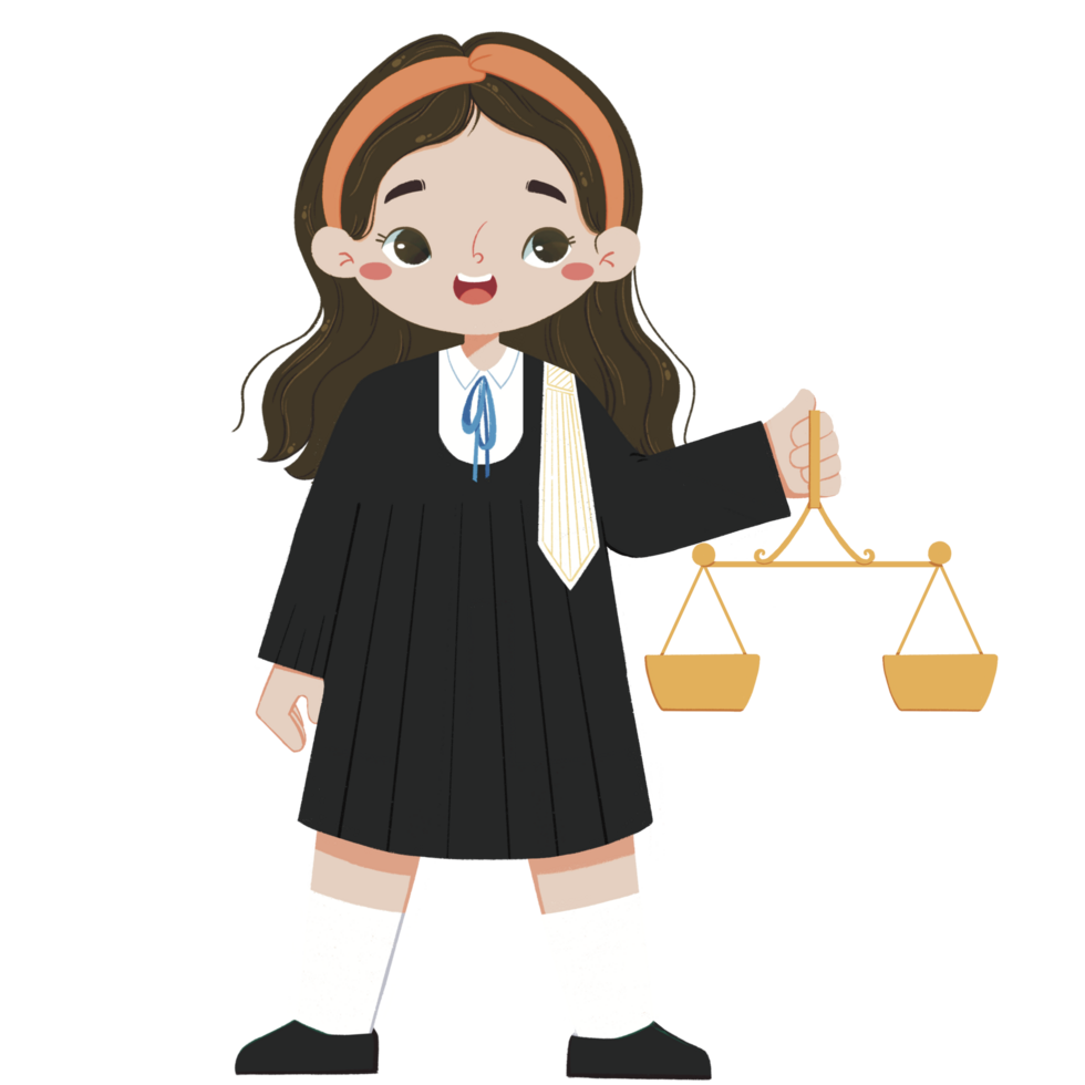 Cute Kid in judge costume carried the balance of justice png