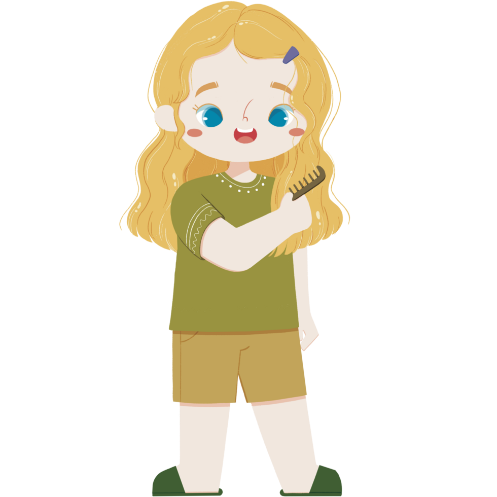 Cute kid combed the hair png