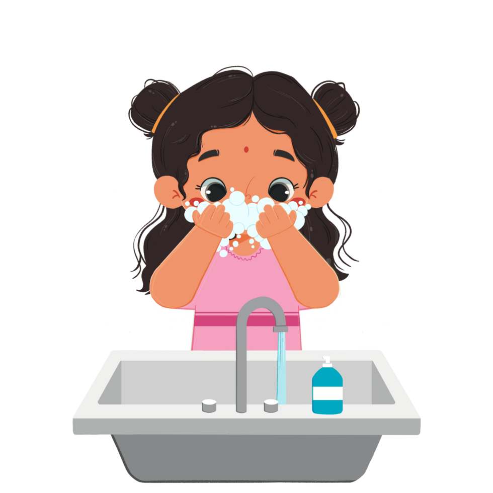 Adorable kid washed the face png