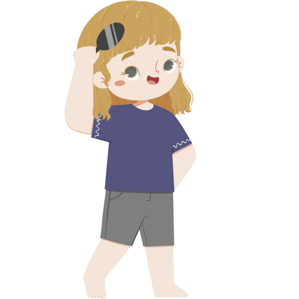 Cute kid combs the hair png