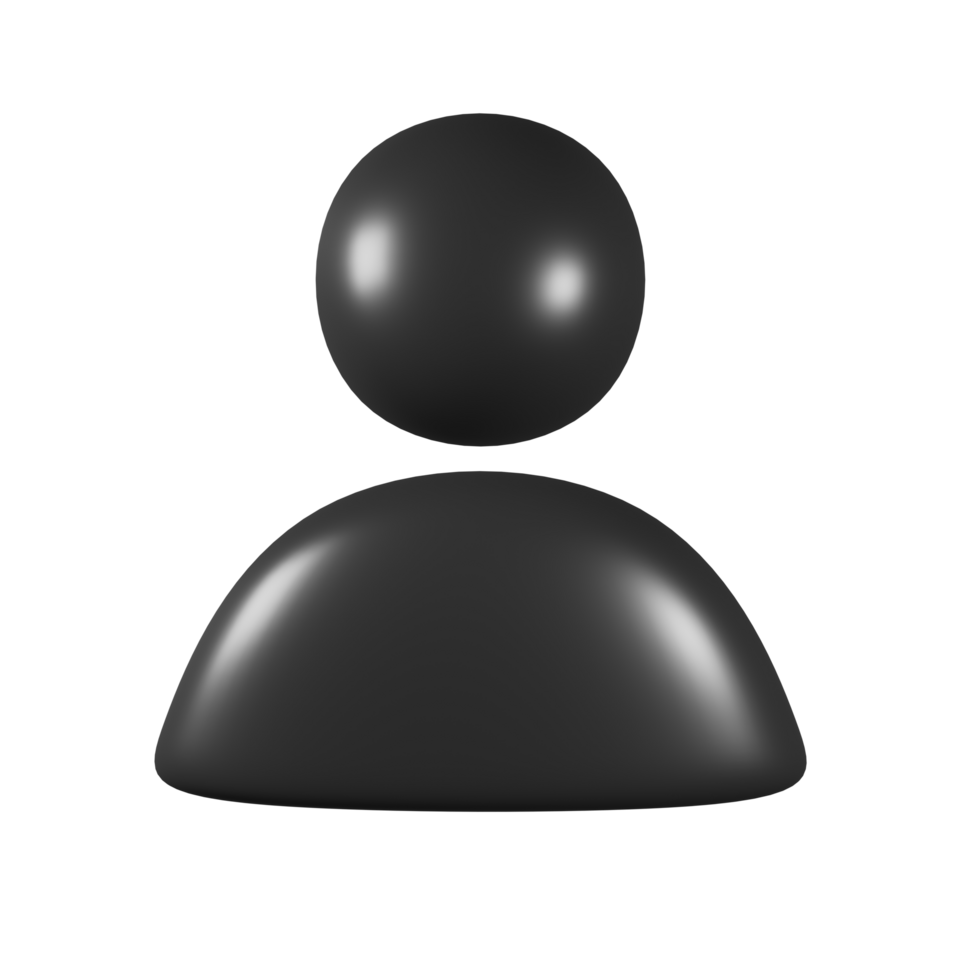Black User Profile Icon - 3D Rendered Person Symbol png
