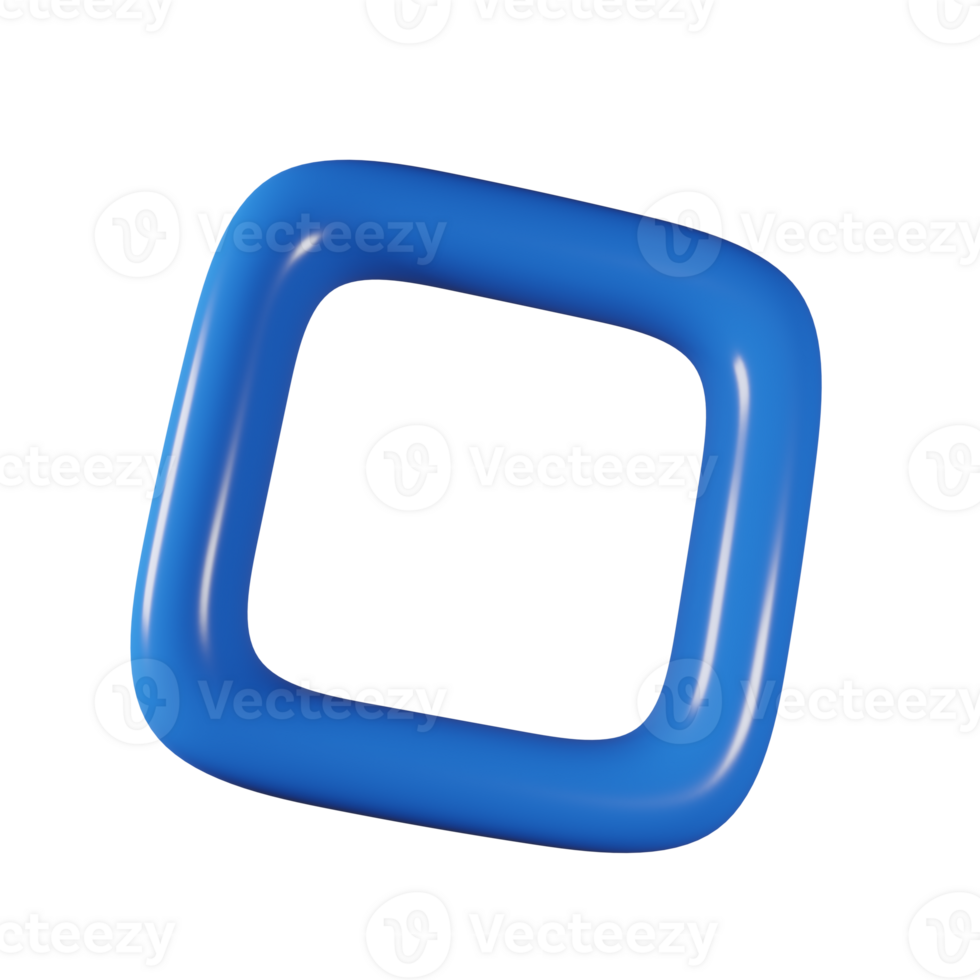 3D Glossy Blue Square with Open Center png