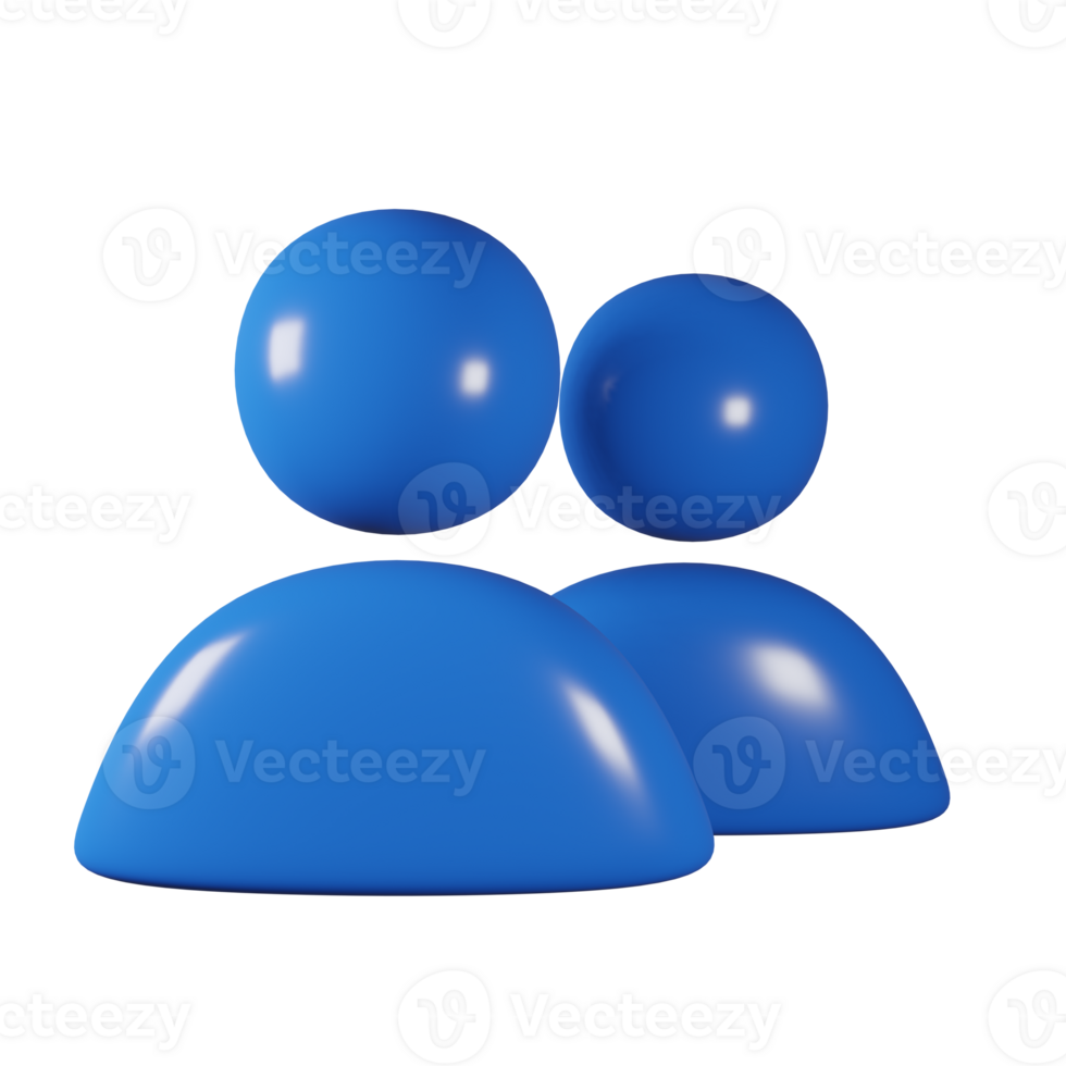 Blue People Icon - 3D Rendered Teamwork Symbol png