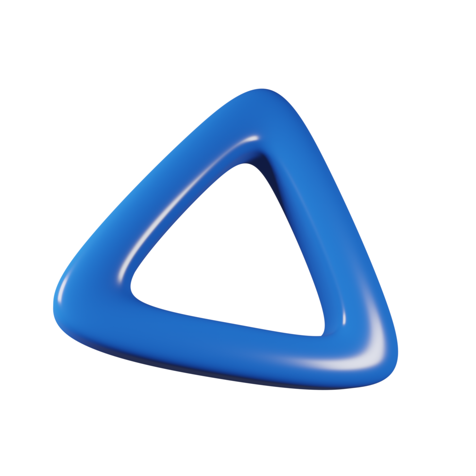 3D Glossy Blue Triangle with Smooth Finish png