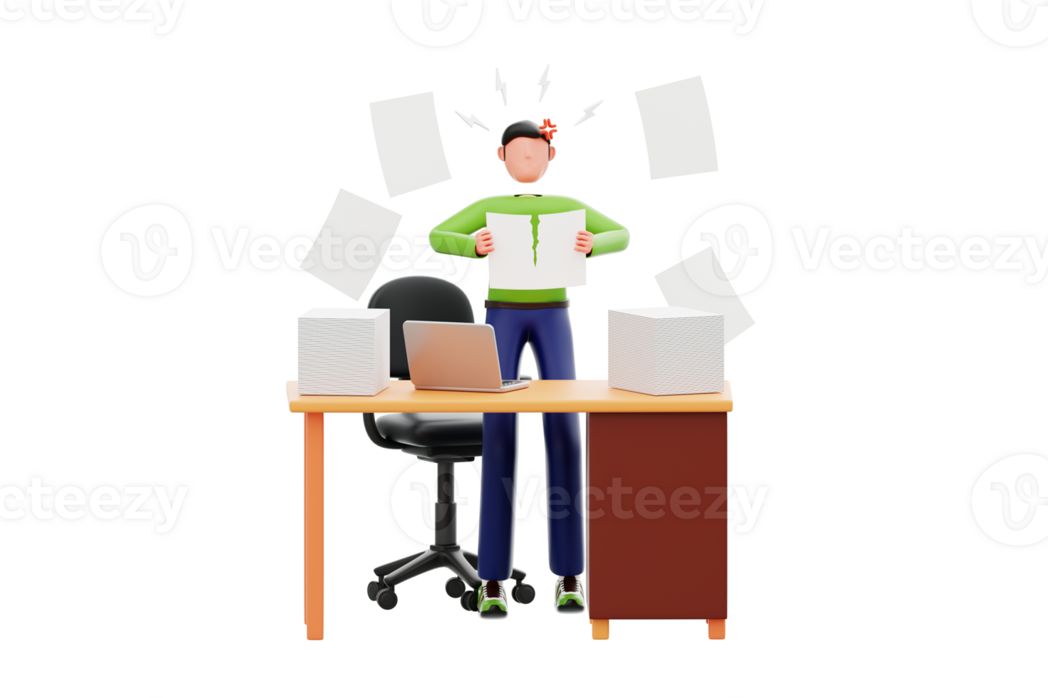 Man Suffers from Panic Attack 3D Illustration png