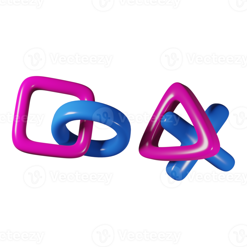 3D Glossy Blue and Pink Overlapping Symbols png