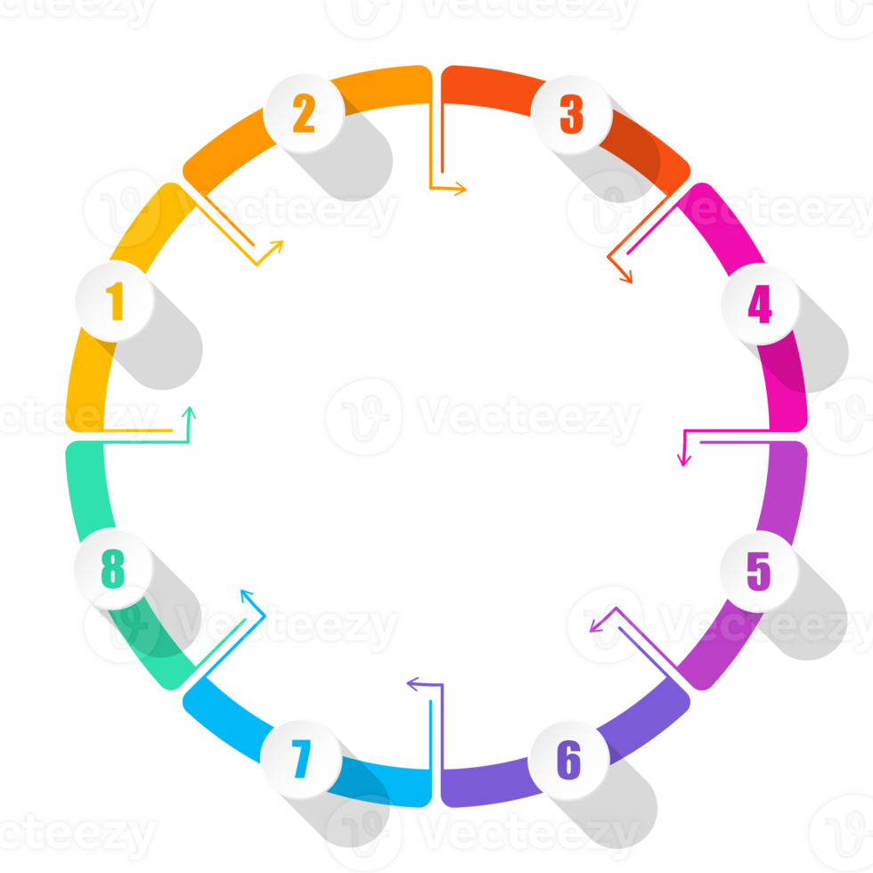 Infographic with 8 steps, and number. png