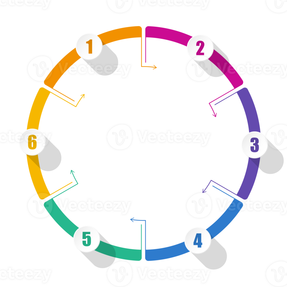 Infographic with 6 steps, and number. png
