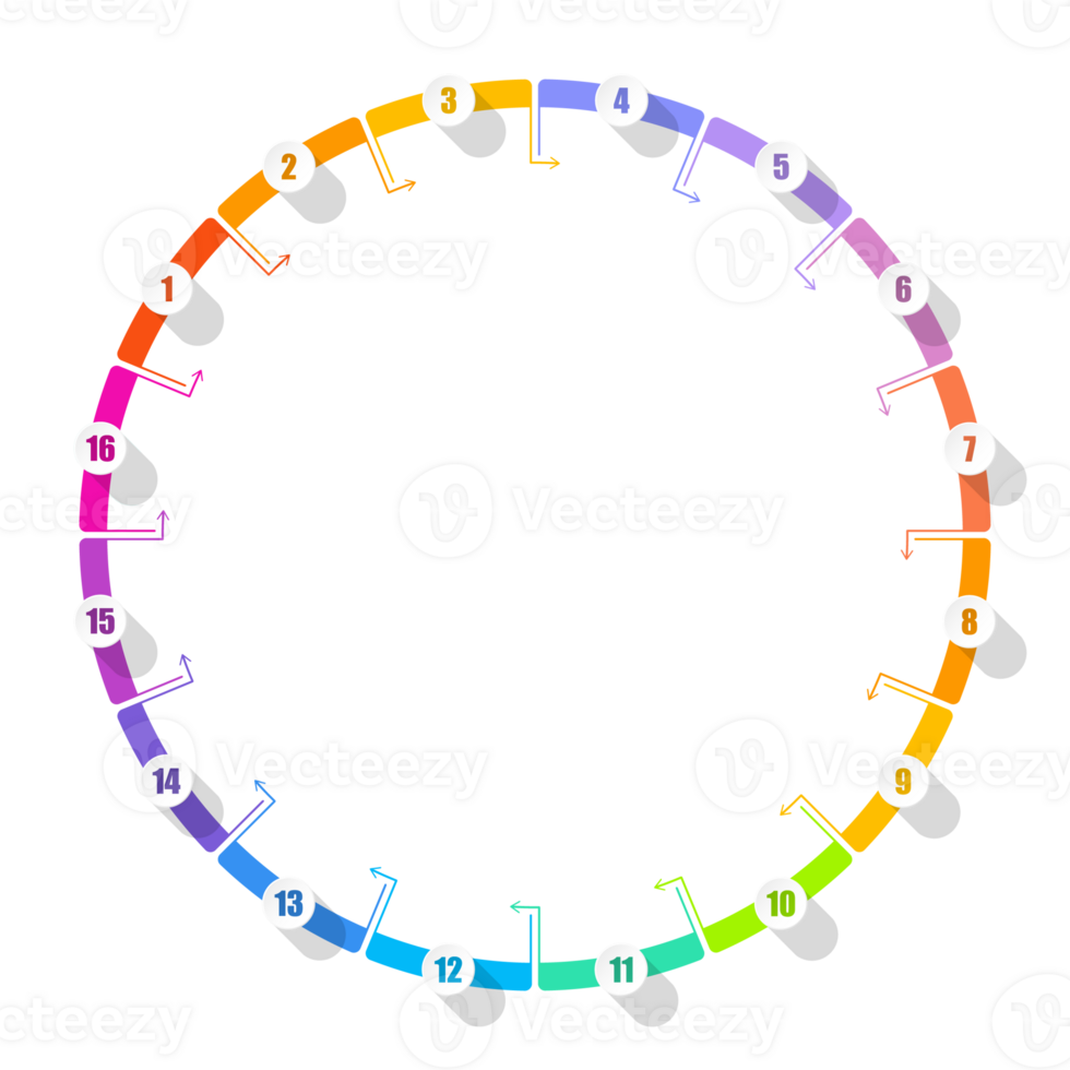 Infographic with 16 steps, and number. png