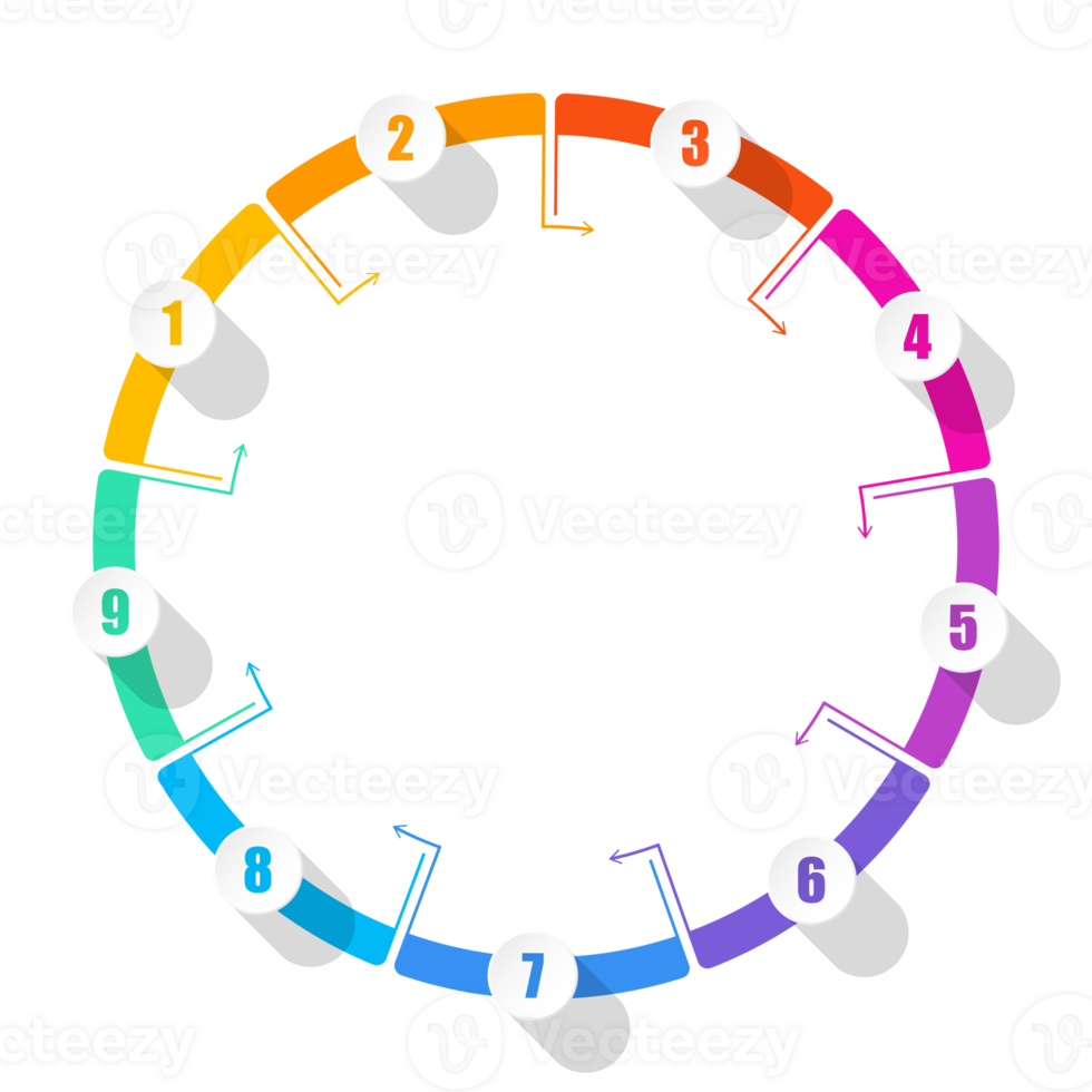 Infographic with 9 steps, and number. png