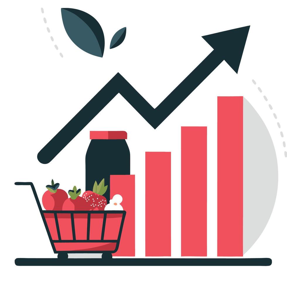 Soaring Food Costs Impacting Household Budgets and Inflation vector