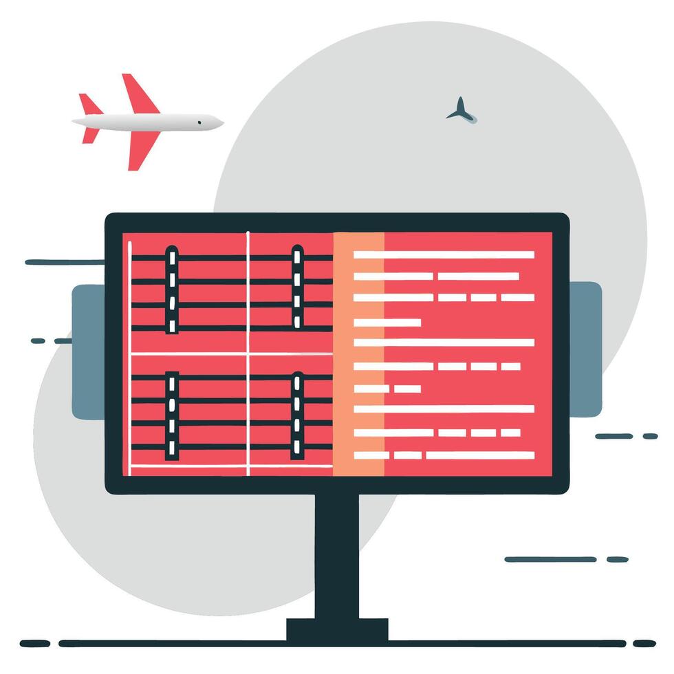 Conceptual Illustration of a Comprehensive Flight Information Display with Real Time Updates vector