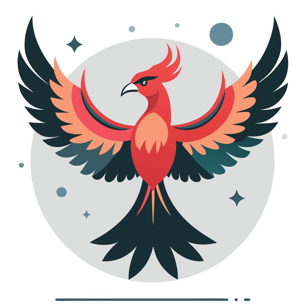 Fantastical Digital Artwork of a Soaring Phoenix in Flight vector