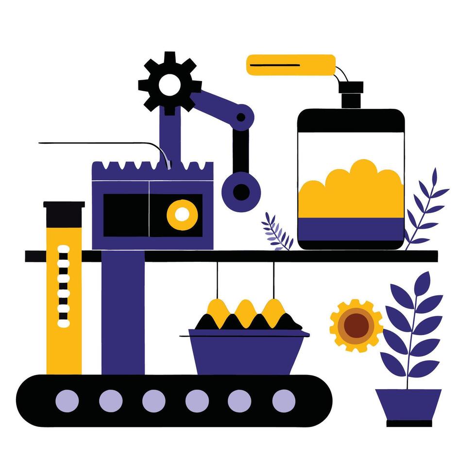 Illustrative Depiction of Food Manufacturing Process and Concepts vector