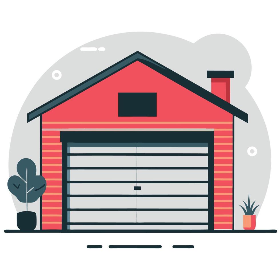 Modern Garage Door Concept Design in Architectural Illustration vector