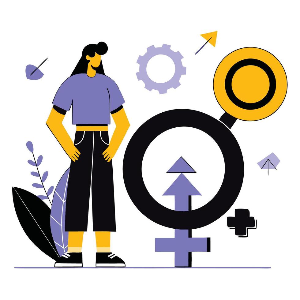 Exploration of Gender Identity Concept Through Illustrative Representation vector