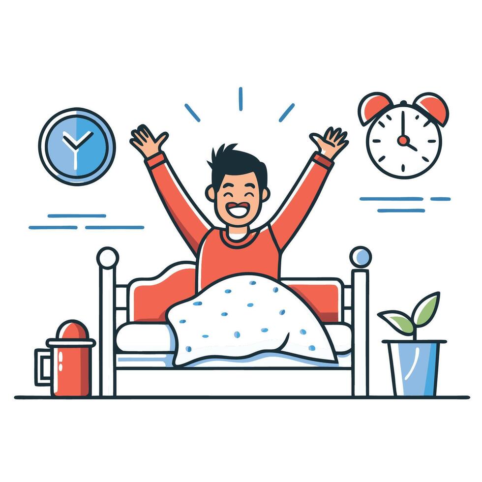Joyful Morning Awakening with Bright Colors and a Vibrant Ambiance vector