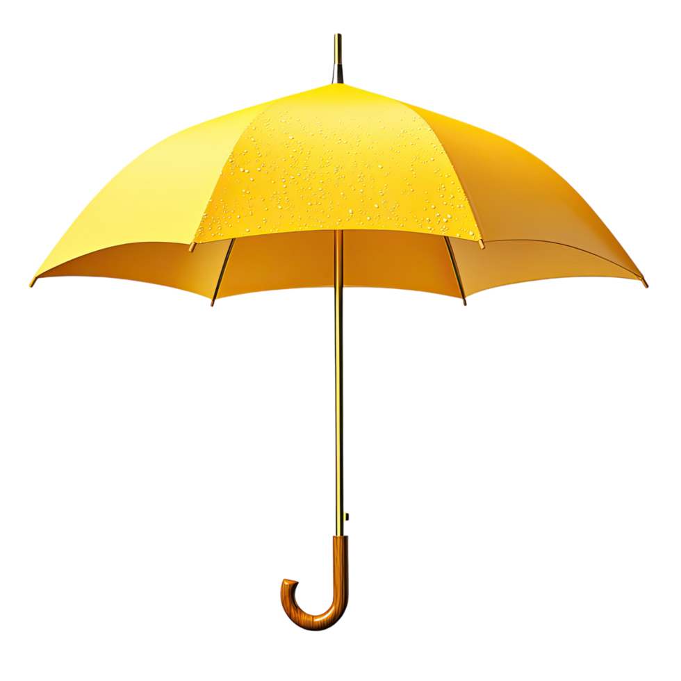 an umbrella with a yellow handle on a transparent background png