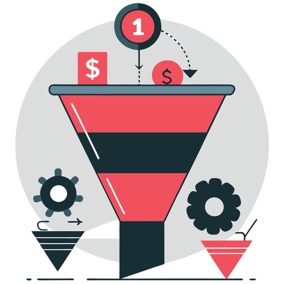 Comprehensive Illustration of the Funnel Marketing Concept vector