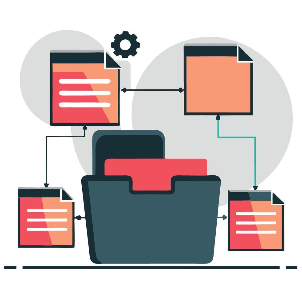 Illustrative Concept of File Management and Organization vector